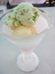 Vanilla and pistachio ice cream