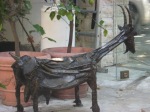 Goat sculpture crafted from old tools
